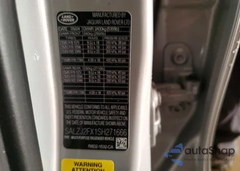 2025 Land Rover Range Rover Evoque S z USA, uszkodzony, nr VIN SALZJ2FX1SH271666